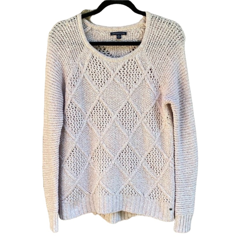 AMERICAN EAGLE Light Pink Cotton Wool Blend Pull Over Sweater